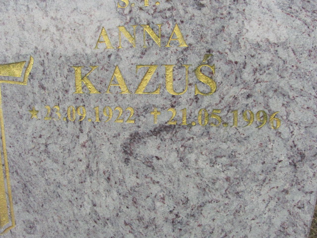 Anna Kazuś 1922 Polanica Zdrój - Grobonet - Wyszukiwarka osób pochowanych