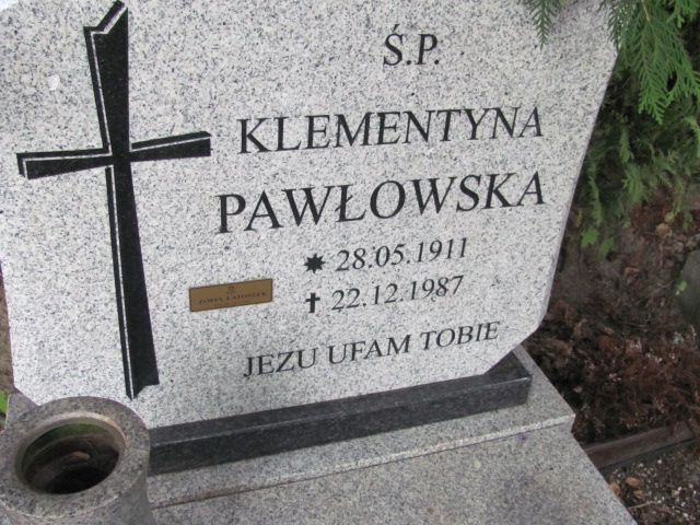Klementyna Pawłowska 1911 Polanica Zdrój - Grobonet - Wyszukiwarka osób pochowanych